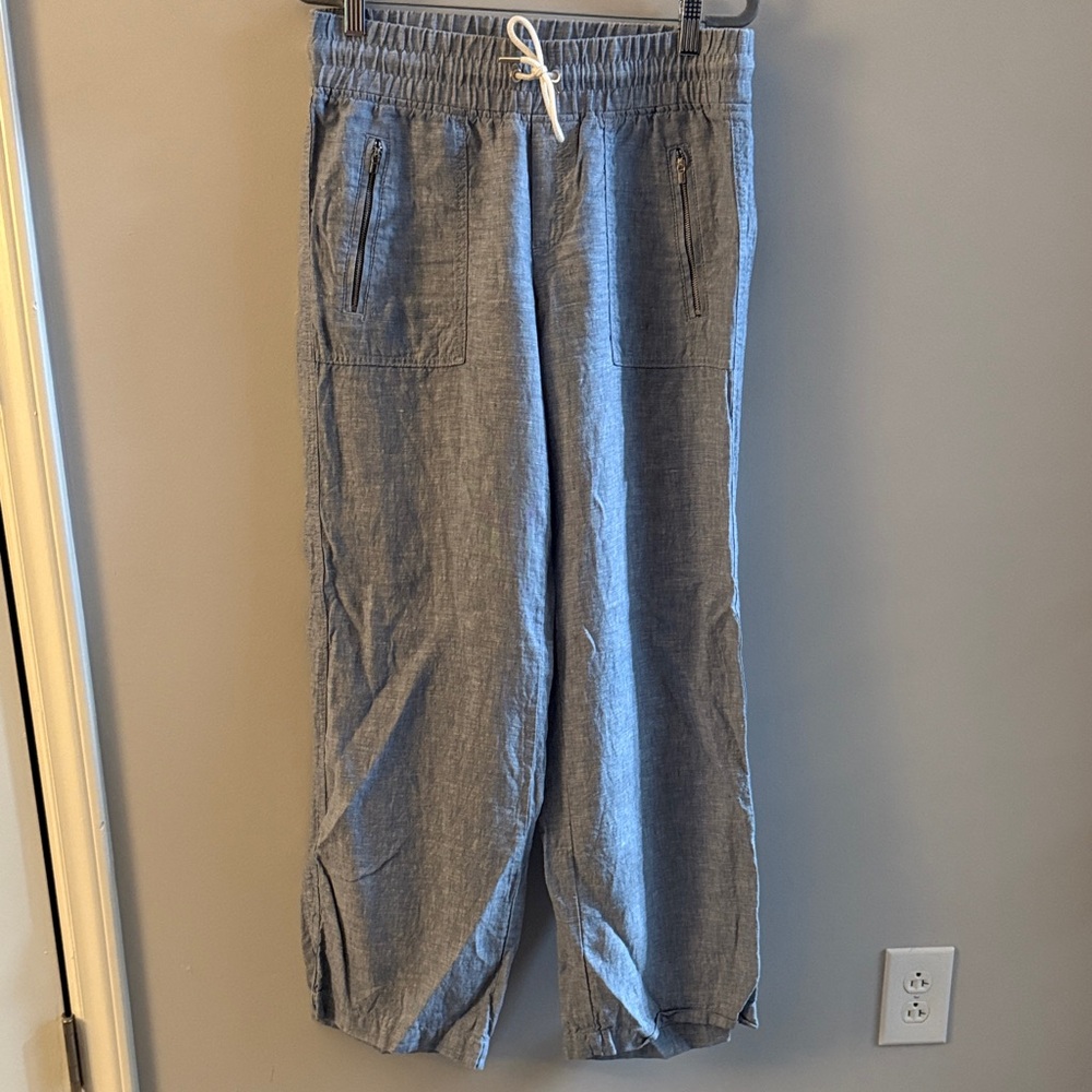 Athleta Navy Cabo Linen Wide Leg Pant